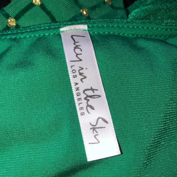 Lucy In The Sky Glitter Diamond Long Sleeve Dress in Green - Picture 7 of 8